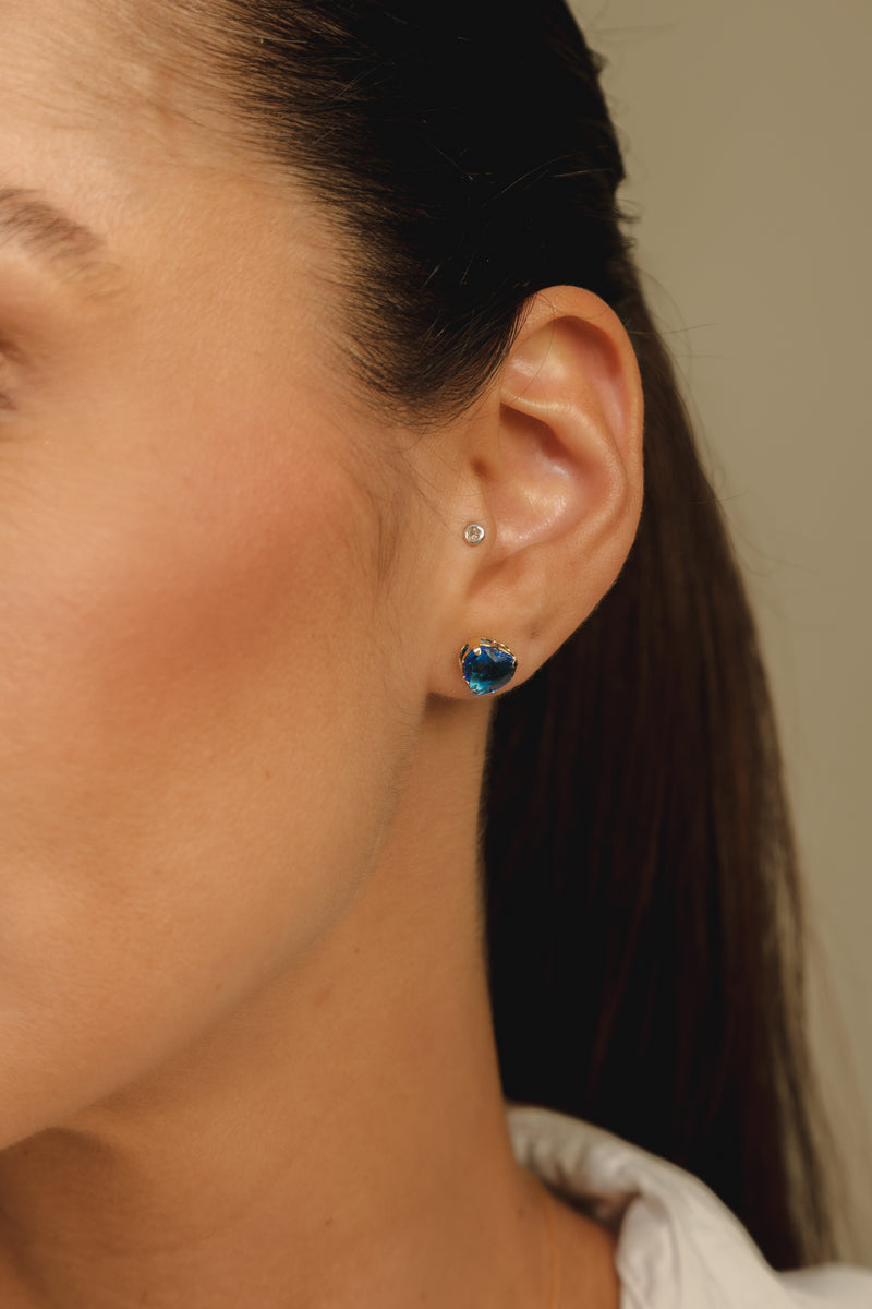Brinco Coração de Pedra Color Dourado