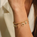 Pulseira Coração, Gota e Ferradura Dourada